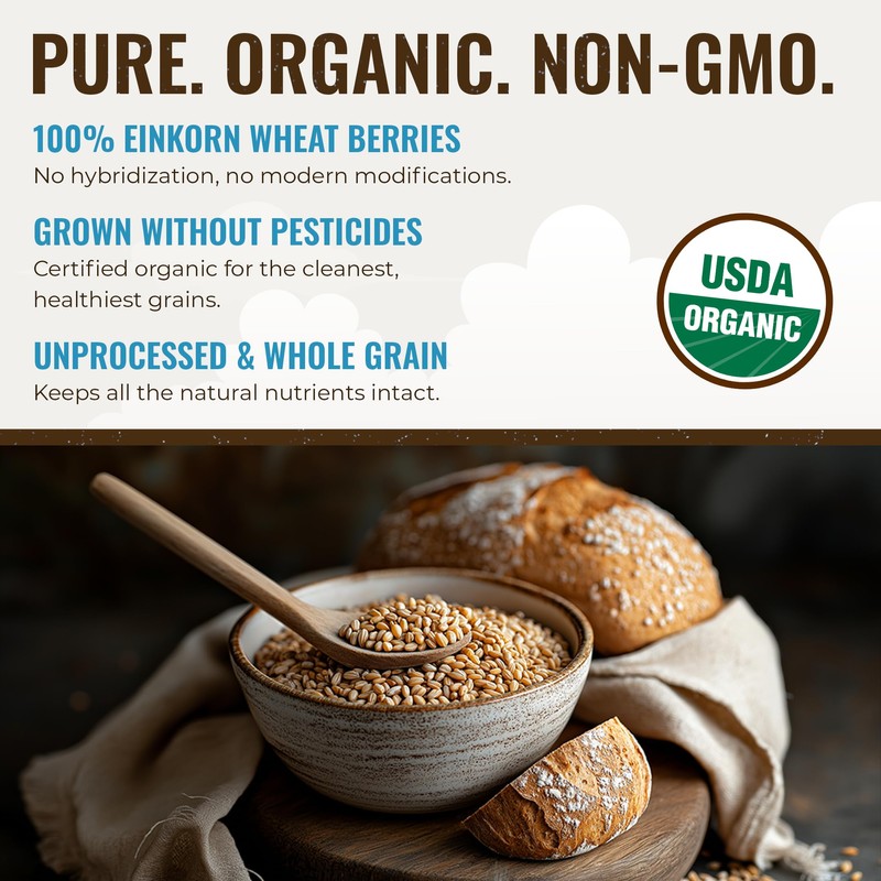 Grand Teton Ancient Grains - 100% Organic Einkorn Berries, Premium