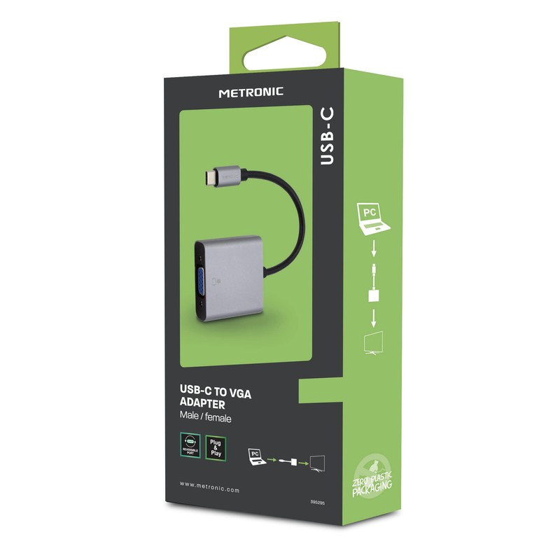 METRONIC 395295 USB-C Male to VGA Female Adapter - Grey