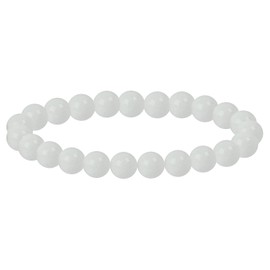 Eledoro Genuine Gemstone Beads, Chakra Bracelet, PowerBead, Stretch Bead Bracelet, 8 mm, 17 centimeters, Gemstone, Agate Snow White