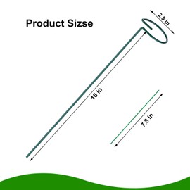 6 Pack Plant Support Stakes, 16 inch Plant Rings with 50 Pcs Plant Twist Ties, Single Stem Plant Support Stakes for Plant Flowers, Amaryllis, Rose, Orchid, Peony, Lily, Tomatoes, Vegetable