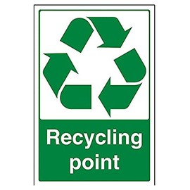 V Safety Recycling Point Sign - 200mm x 300mm - 1mm Rigid Plastic