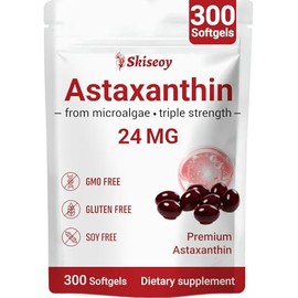 Astaxantina de 24 mg con aceite MCT, suplementos antioxidantes de astaxantina orgánica con Ashwagandha, apoya los ojos, la piel, el sistema inmunológi