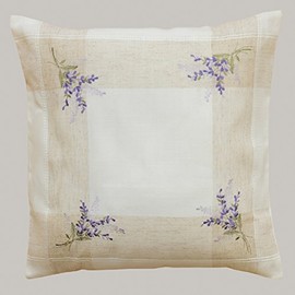 Cushion Cover 40/40 Ecru / Beige / Multi-Coloured with Lavender Embroidery
