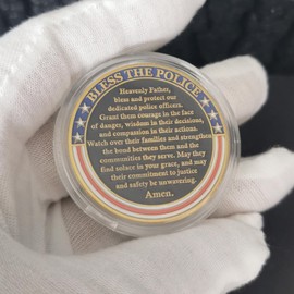 Patron Saint of Law Enforcement Challenge Coin Bless The Police Prayer Token (Pack of 10)