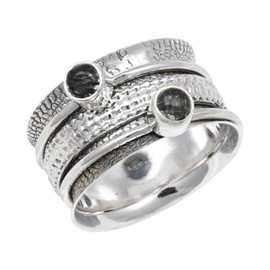 JEWELSTREZORO Rutilquarz Edelstein Spinnerring 925 Sterling Silber Meditationsring Männer & Frauen Spinnerring Geschenkartikel Schmuck TSR149D_50 (15.9)