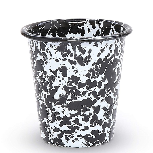 Crow Canyon Home Enamelware Tumbler, 10 ounce, Black/White Splatter (Set