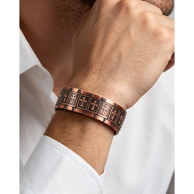 Copper Bracelet for Men, 99.99% Pure Copper Jewelry Cross Magnetic