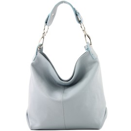 modamoda de - T168 - ital shoulder bag made of leather (Ice blue)