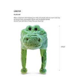 DolliBu Animal Hat with Ear Flaps – Super Soft Plush Fleece Warm Stuffed Animal Funny Hats, Silly Hat for Winter, Everyday and Costume, Crazy Hats for Kids, Teens and Adults - One Size, Alligator