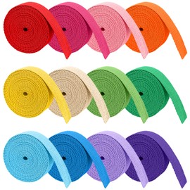 Pack of 12 54 m Colourful Polypropylene Webbing 25 mm Wide Bias Tape Backpack Tape Polypropylene Webbing Seam Tape for Sewing Backpacks Sewing Bag Tape DIY Crafts Knitting Packaging