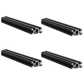 4 Pcs 200mm Aluminum Extrusion V Slot 2040 European Standard Anodized Profile Frame Machine for 3D Printer Parts Linear Rail CNC DIY Equipment, Electrophoresis Black,
