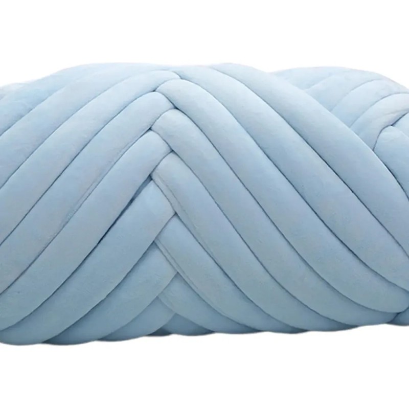 Terciopelo Chunky Yarn Arm Knitting Pet Bed Azul Claro