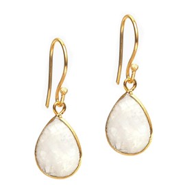 Gempires Rainbow Moonstone Teardrop Earrings, Natural Crystal Dangle Jewelry, Hypoallergenic 14k Gold Plated Earrings for Women, Elegant Everyday Wear, Healing Gift for Mom, Wife, or Friend