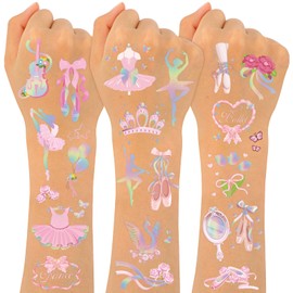 Konsait Ballet Party Favors Ballerina Kids Tattoos Temporary for Girls, 72 Pcs+ Fake Tattoos Bow Ballet Accessories for Girls Ballerina Birthday Party Decorations Dance Party Girls Tattoos