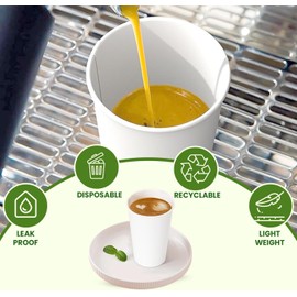 PACK OF 50 White Disposable Paper Cups for HOT & COLD DRINKS 8oz/230ml, Biodegradable Disposable Paper Cups for HOME, CAFE, BIRTHDAY PARTY DISPOSABLE CUPS, Disposable Coffee Cups, Water Cups
