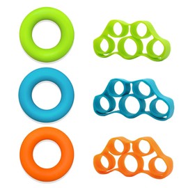 LICQIC 6pcs Finger Exerciser & Hand Strengthener, 3 Resistance Levels Finger Strength Trainer Hand Grip Strengthener for Forearm Exercise Guitar Finger Strengtheners and Rock Climbing