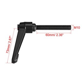 TA-VIGOR Verstellbare Klemmhebelgriffe, M10 x 60 mm, Verriegelung, Schnellspanner, Druckknopf-Ratschenschrauben, Aluminiumlegierung, Außengewinde, Bolzen für Maschinen und Geräte, 1 Stück