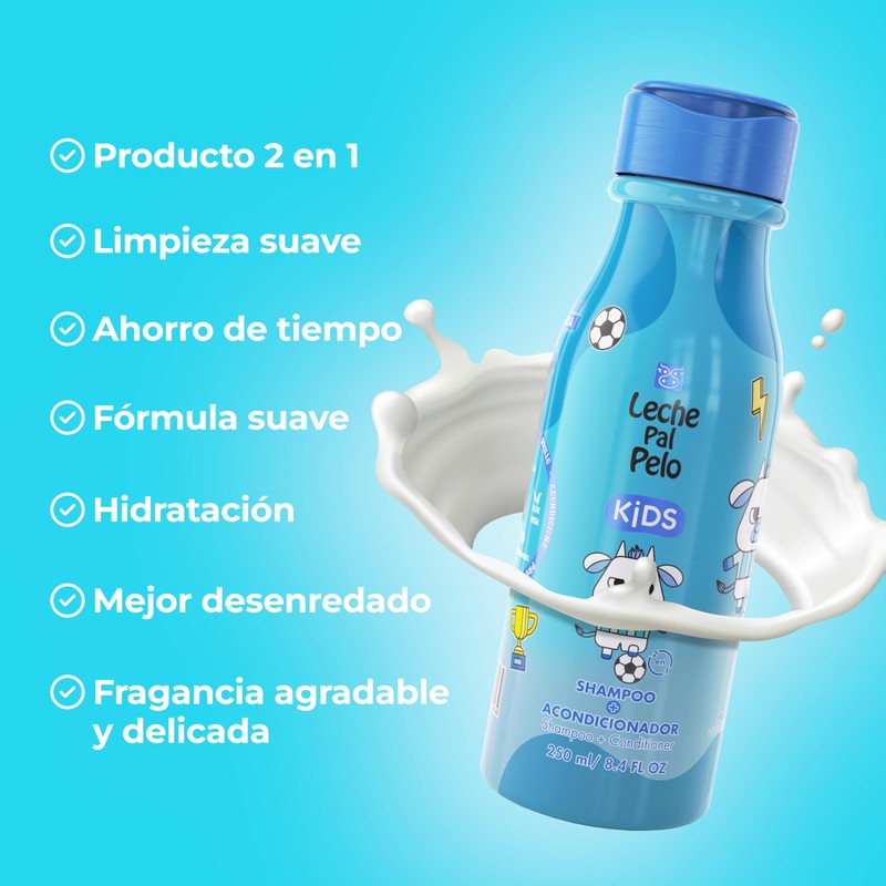 LECHE PAL PELO KIDS SHAMPOO + ACONDICIONADOR NIÑO 250ML/8.4OZ