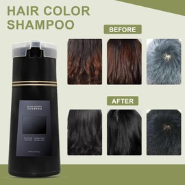Asheyya 200ML Long Lasting Instant Hair Dye Shampoo, Fit Men Women (Black)