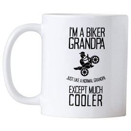 Casitika Biker Grandpa Mug. Just Like a Normal Except Much Cooler. 11 oz Funny Novelty Mug for Bikers. Cup for Motorcycle Grandfather on Birthday.