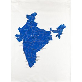Half a Donkey Map of India large cotton tea towel