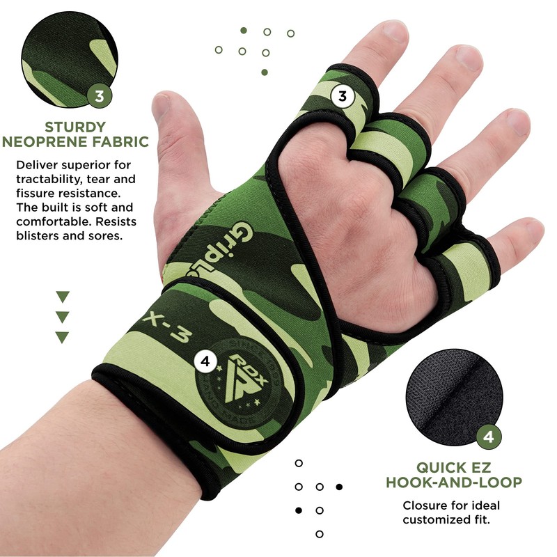 RDX Weightlifting Gloves Gym Anti Slip Long Strap Muscle Training