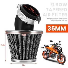 Filtro de aire de tubo de goma doblado de 35 mm, filtros de carburador de motocicleta en ángulo de 45 grados, filtro de aire de codo de repuesto para motocicletas de 110 cc, 125 cc, ATV, motos