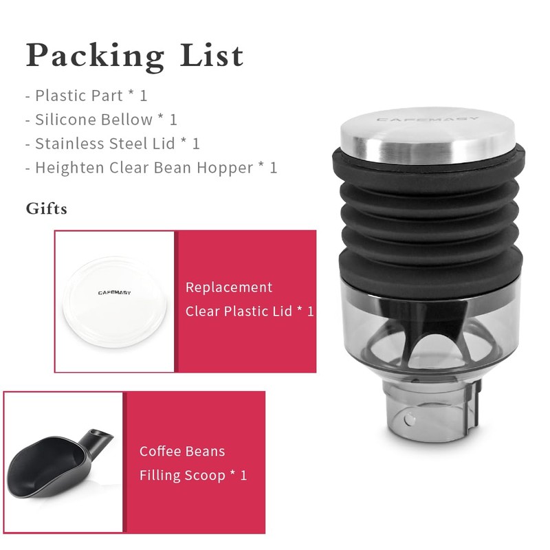 Single Dose Hopper with Bellow Upgrade Capacity 90g/3.17oz Clear Single