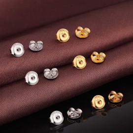 DELECOE DELECOE 925 Silver Hypoallergenic Earring Backs Replacements, 18K White Gold Plated Secure Push Earring Backs for Studs