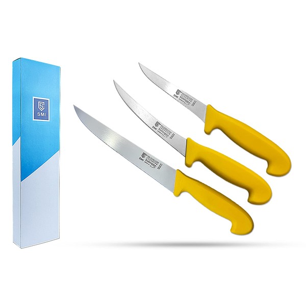 SMI - Solingen Butcher Knife Boning Knife Straight and Curved Stainless Steel Set of 3