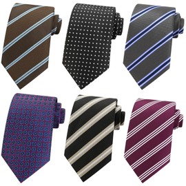 AUSKY Ties for Men,6 Packs Assorted Pattern Silk Formal Necktie Set for Man