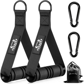 Heavy Duty Exercise Handles, Gym Handles for  Machine Attachment, Grip Gym Equipment, Resistance Bands, and Weight Lifting (Set of 2) - Color: Black Blue