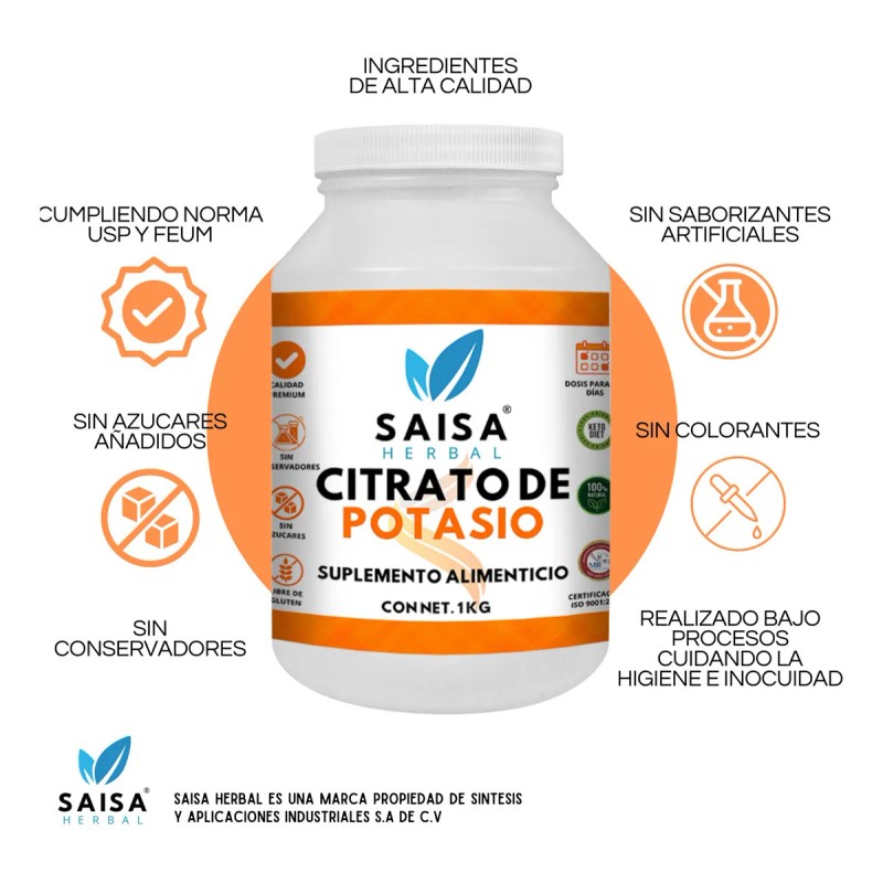 Citrato De Magnesio Y Citrato De Potasio 1 Kg cu