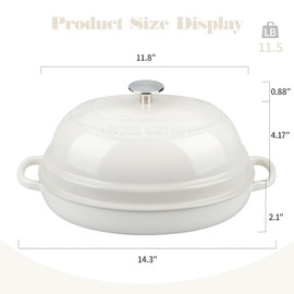 EDGING CASTING Enameled Oval Cast Iron Dutch Oven Pot with Lid, Bread Dutch Oven for Sourdough Bread Baking, 6QT, White