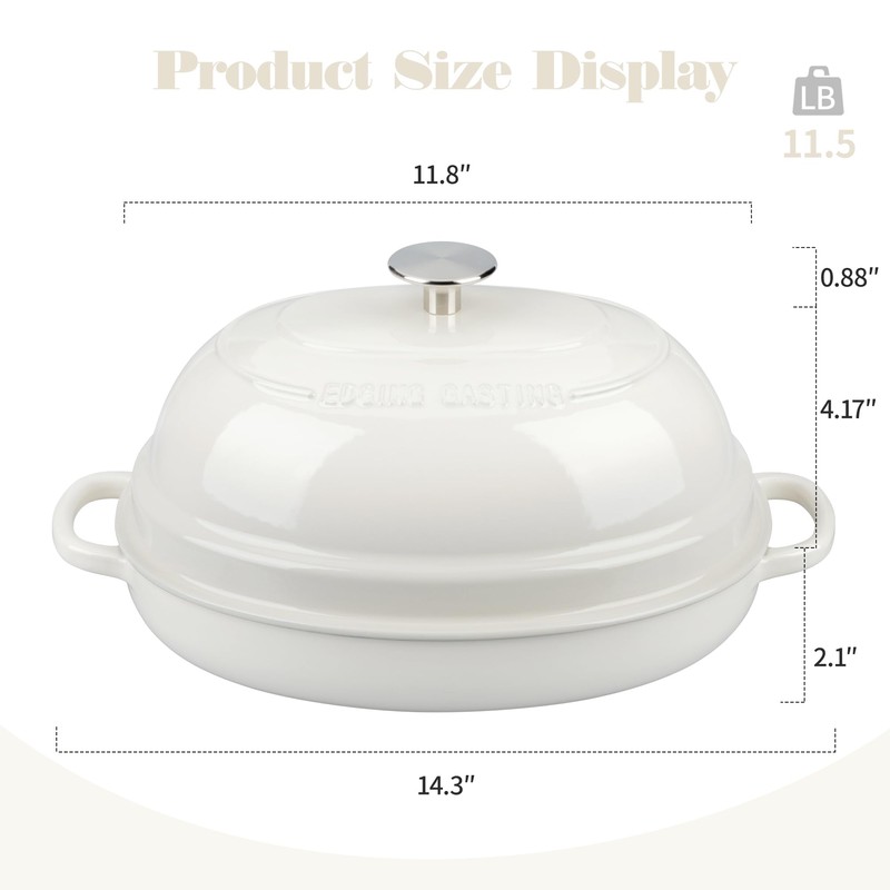 EDGING CASTING Enameled Oval Cast Iron Dutch Oven Pot with