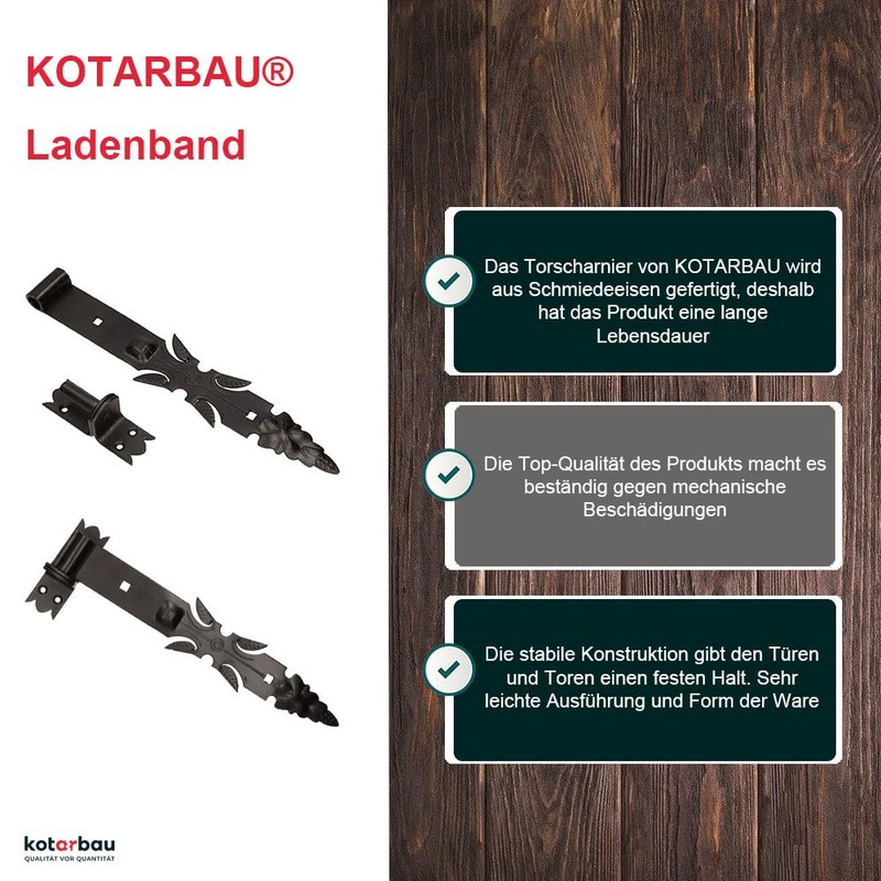 KOTARBAU® Shutter Hinge Wrought Iron with Brackets 400 mm Door