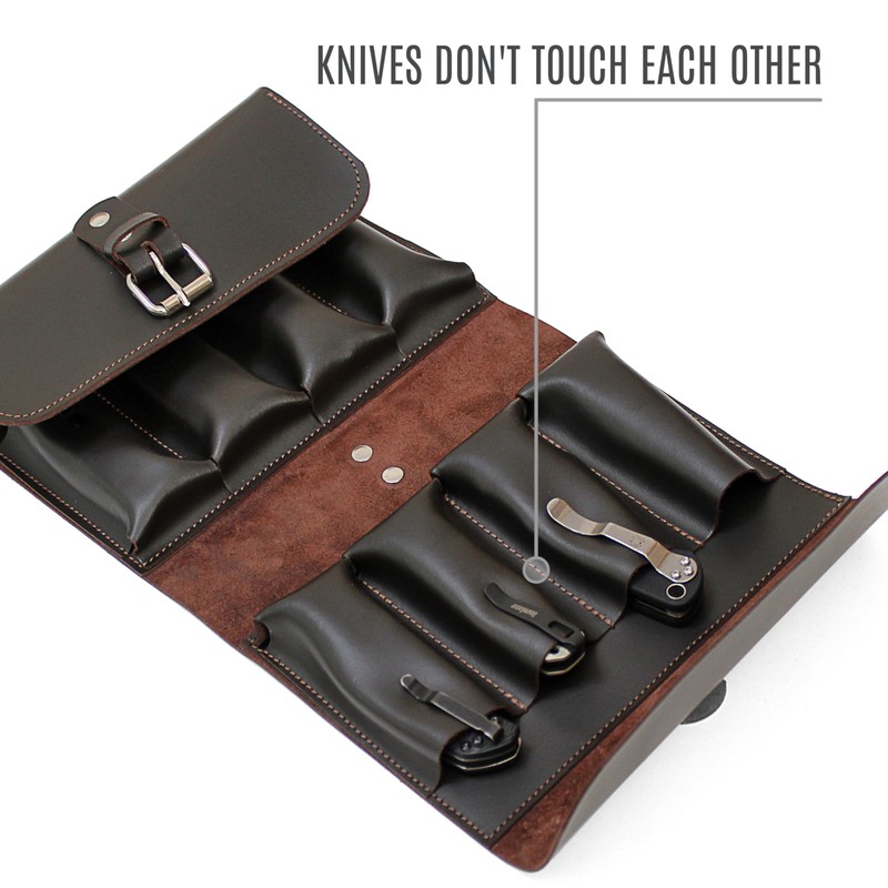 Leather Folding Knife Display Case Organizer – Holds 8 Pocket