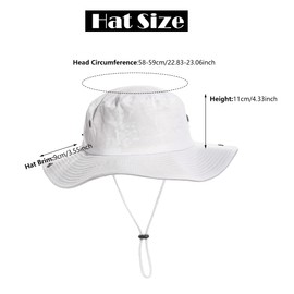 HilyBony Sun-Hats-for-Men-with-UV-Protection-Wide-Brim Bucket Fishing Safari Boonie Hat for Summer (Large, White)