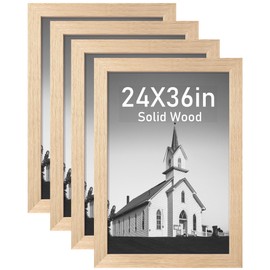 Solid Wood 24x36 Poster Frame, Gallery Wall Frame Set of 4, Natural