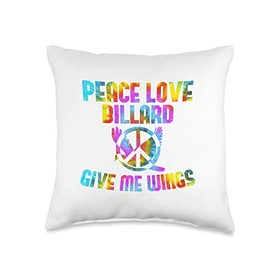 Peace Sign Billiard Players Snooker Table Player Snooker Peace Love Billiards Throw Pillow, 16x16, Multicolor