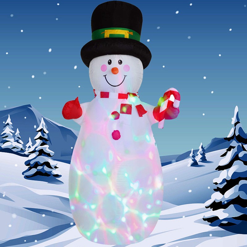 1.8m Christmas Yard Decoration Rotating Colorful Lights Inflatable Snowman Model