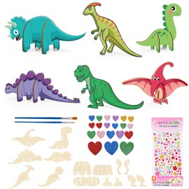DKINY 3D Wooden Dinosaur Craft Set for Children, DIY Dragon for Crafts & Painting, Creative Set, Craft Supplies, Dinosaur Toy, Gift for Boys and Girls, Birthday, Children's Day at School