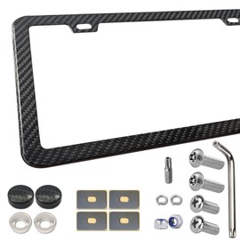 BGGTMO License Plate Frame Carbon Fiber - Stainless Steel License Plate Frames Handmade Covering 100% Real Carbon Fiber | Stainless Steel Tamper Proof License Plate Screws | Slim Frame Qty 1