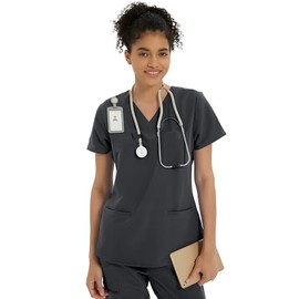 Kitmaz Medical Scrubs for Women Top - Soft Stretch V-Neck Top Scrubs with 3 Pockets