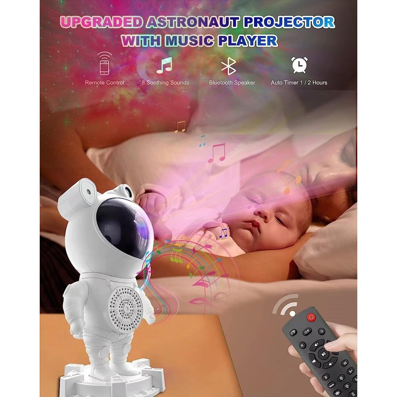 FotuYogo Astronaut Star Projector Night Light for Bedroom with Bluetooth