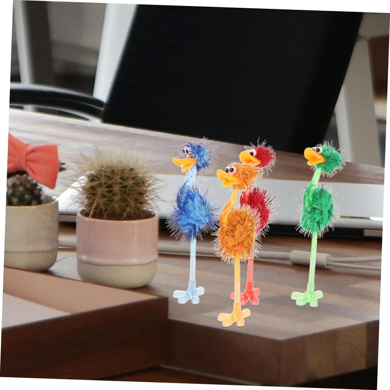 Operitacx 4pcs Ostrich Ballpoint Pens Lightweight Fun Design for School