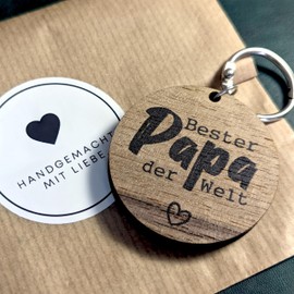 Vatertagsgeschenk für Papa - Bester Papa der Welt Schlüsselanhänger aus Holz, Glücksbringer, Vater Geburtstagsgeschenk, Männertag Geschenke, Geschenk Papa, Bester Papa, Geschenke zum Vatertag