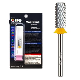 MagiBling Professional Small Barrel Nail Drill Bits Flat Top, 3/32'' Safety Tungsten Carbide Bits, Two-Way Rotation, Soft and Hard Gel Removal Polishing, Tech and Beginner Bits, Double Coarse.
