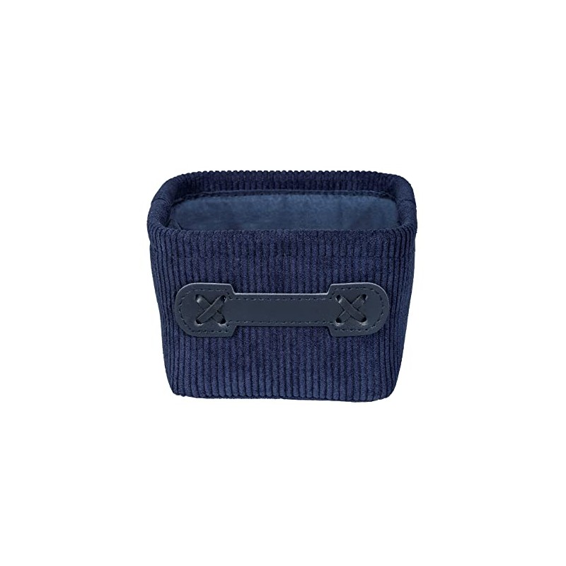 WENKO Anela Bathroom Basket Dark Blue Square Storage Basket
