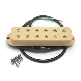 MAXCHEER 12 Adjustable Pole Piece Mini Humbucker ST Single Coil Pickup Size 9K 4 Conducts Output Coil Splitting Pickup(Cream)